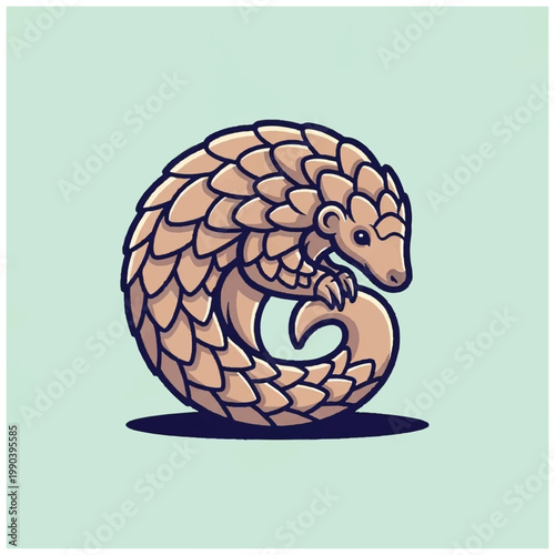 Pangolin curled up in ball.