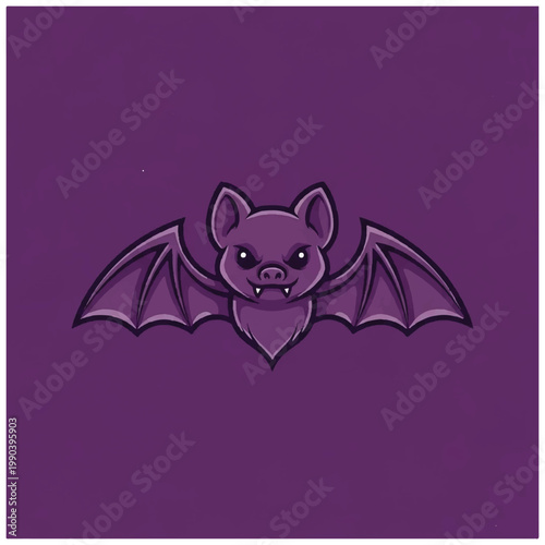 Purple cartoon bat flying alone.