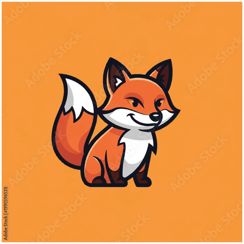 Smiling Cartoon Fox Closeup Portrait.