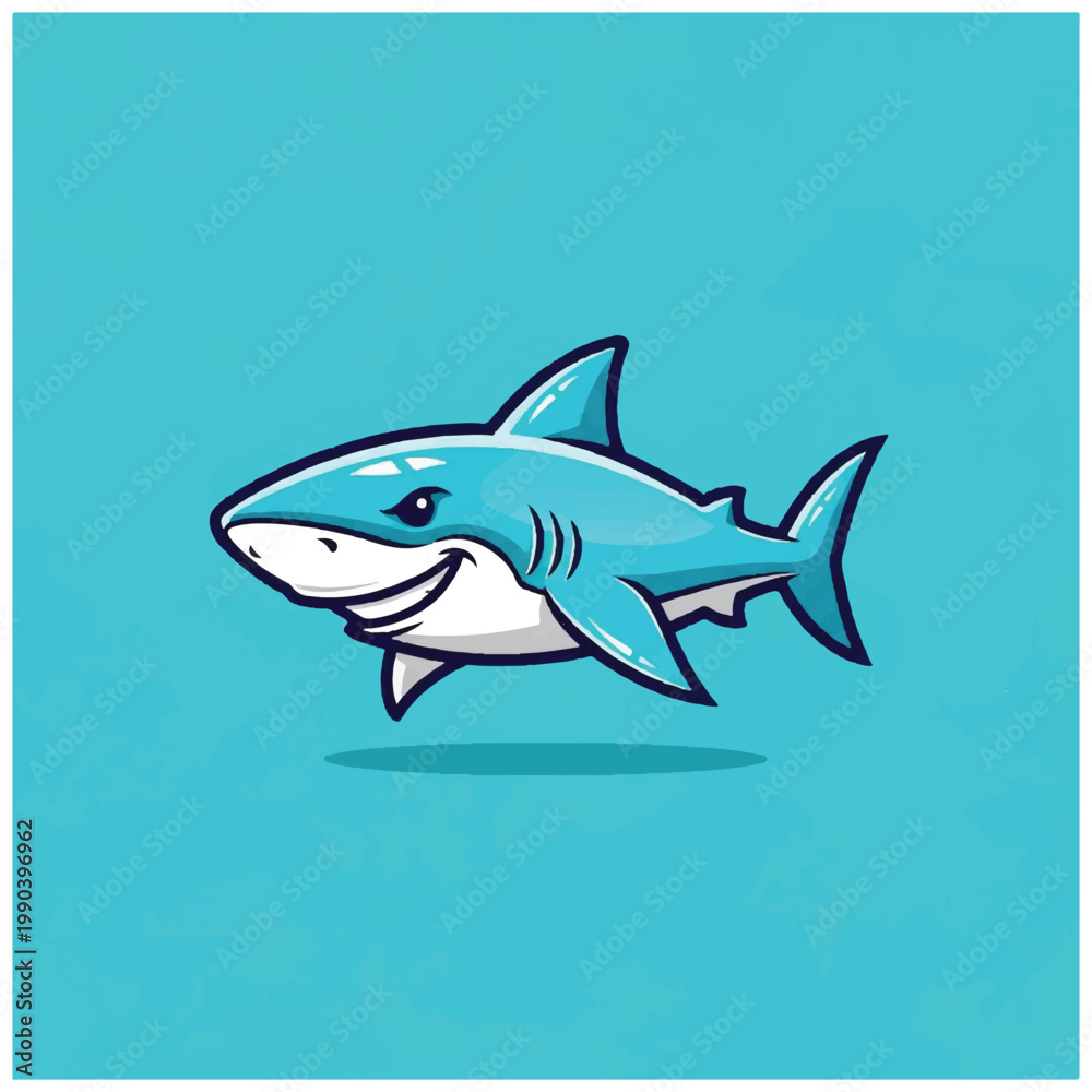 Fototapeta premium Smiling Cartoon Shark Character Design.