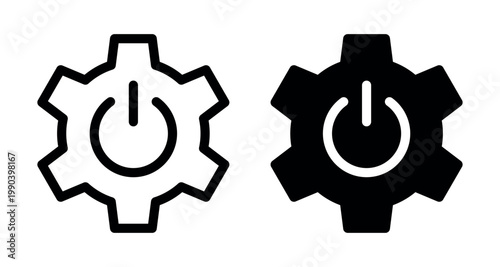 Power Settings Gear Icon: System Startup Control Cogwheel On Off Switch Button Vector