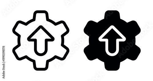 Software Upgrade and System Settings Gear Icon with Up Arrow Configuration Vector