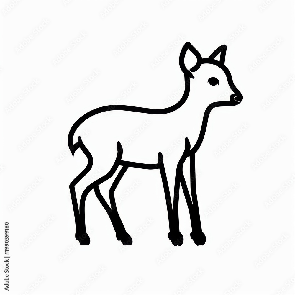 Fototapeta premium Elegant Line Art Illustration of a Standing Deer in Minimalist Style