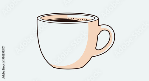 White coffee cup filled with dark liquid isolated on neutral background