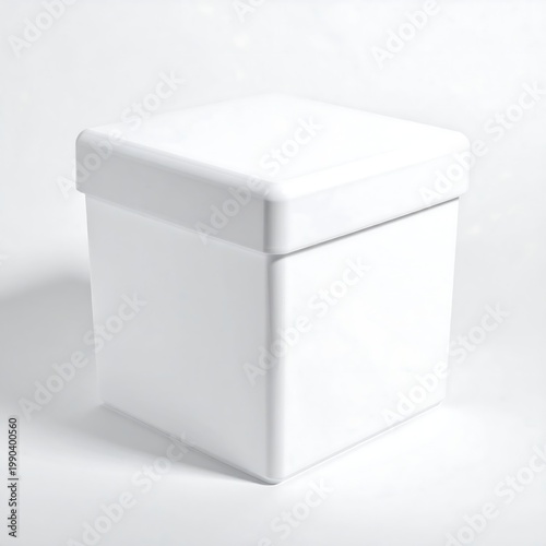 White Square Storage Box With Lid Minimalist 3d Render Mockup Isolated On A Clean White Background With Soft Shadows