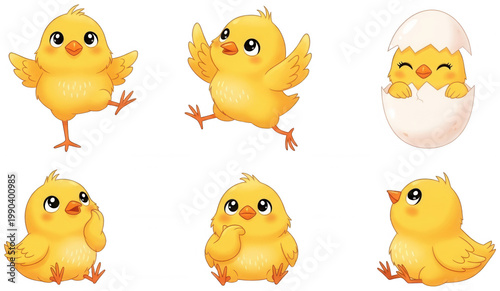 Cute Chick png Yellow Chicken cutout Baby Bird png Fluffy Creature cutout Adorable Fowl png Cartoon Character cutout Happy Hatchling png Small Chicken cutout isolated transparent background image