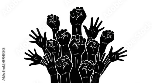 Quadro em tela Black raised fists and hands.