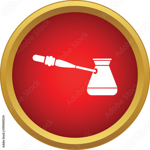 White outline icon of a traditional cezve or ibrik for brewing coffee