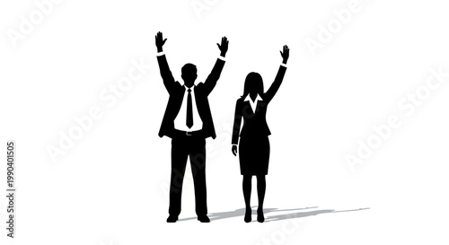 Slika na platnu Businessman and businesswoman celebrate success.