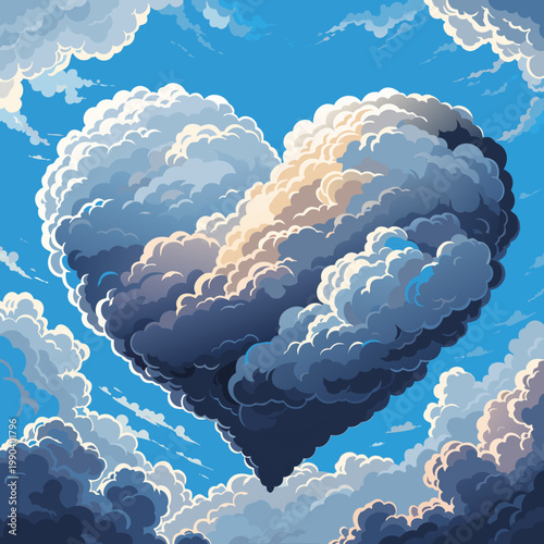 Heart-Shaped Cloud in a Dreamy Blue Sky