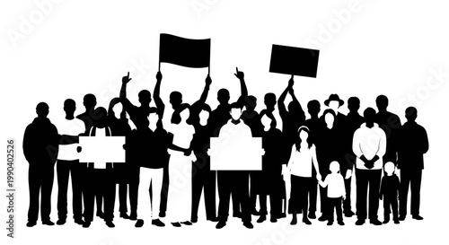 Group of people holding signs protesting.