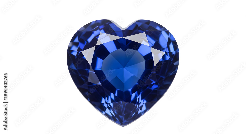 Fototapeta premium A large blue heart-shaped sapphire gemstone on transparent background