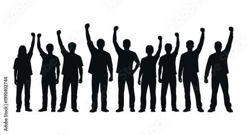 Group of people raising their hands.