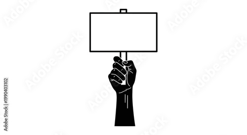 Hand holding blank protest sign board.