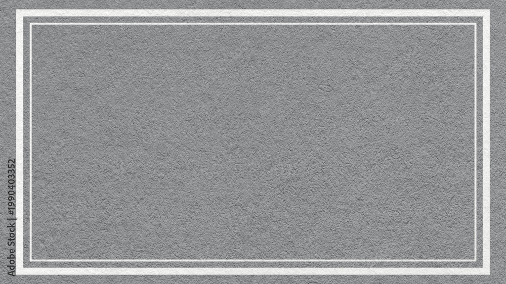 Fototapeta premium Textured gray paper background with white double frame border and copy space for banner, presentation, template