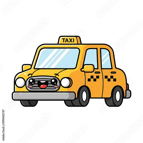 Taxi Cartoon Cute Icon.