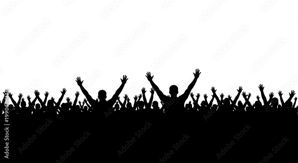Naklejka premium People cheering with raised hands.