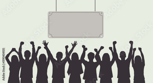 People Celebrating With Raised Hands Silhouettes.