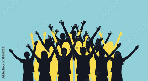 People Celebrating With Raised Hands.