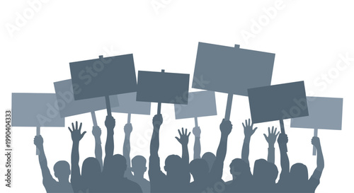 People holding up protest signs loudly.