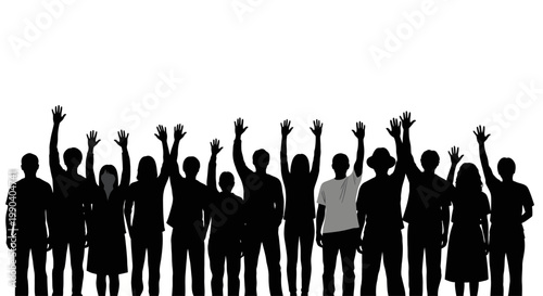 People Silhouettes Raising Their Hands.