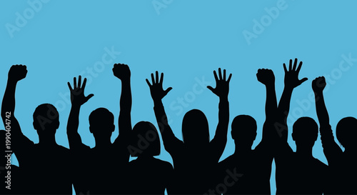 People Silhouettes Raising Their Hands.