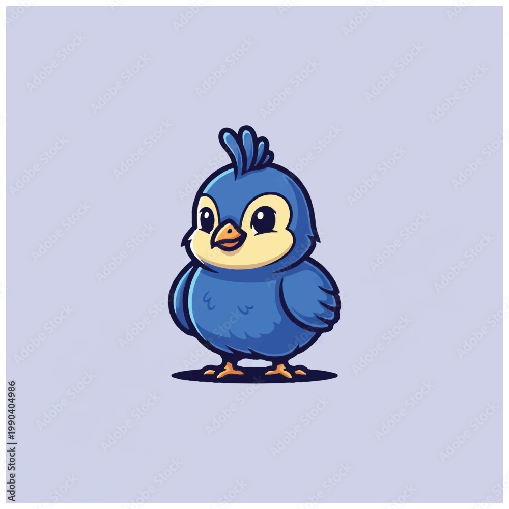 Obraz premium Cute Cartoon Blue Bird Character.