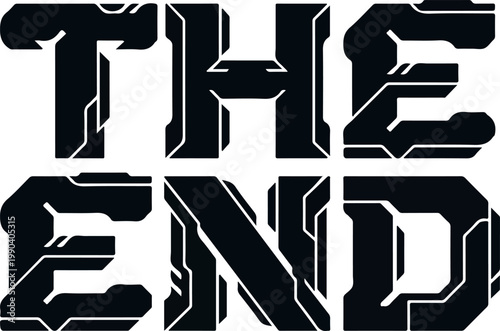 The End Vector Drawing - A Futuristic Sci-Fi Title Card for Movies and Games