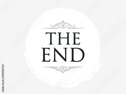 Vector drawing of the text 'The End' in a classic ornate font within a circular frame, perfect for closing credits or concluding a presentation