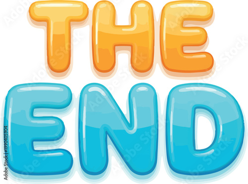 The End Vector Drawing with Vibrant Colors and 3D Effect for Celebration and Conclusion