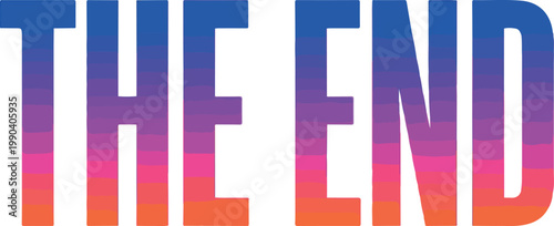 Vector drawing with colorful gradient text saying 'The End' for a concluding graphic element