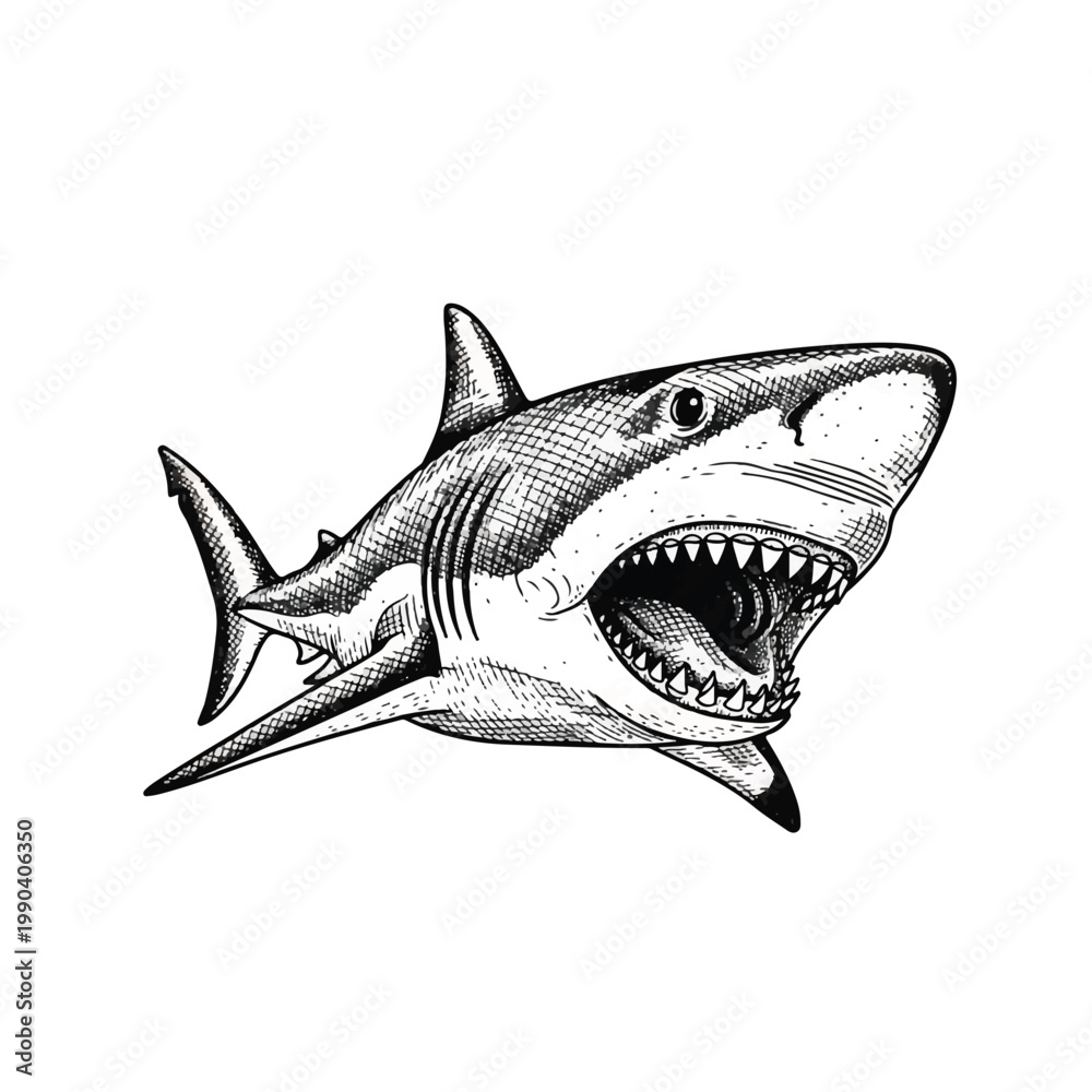 Fototapeta premium Fierce Shark with Open Mouth.
