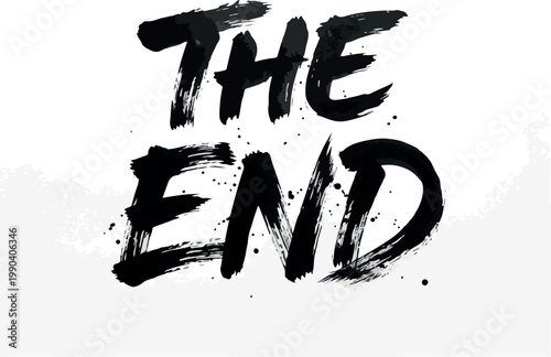 The End - Artistic Calligraphy Brush Stroke Vector Drawing on White Background