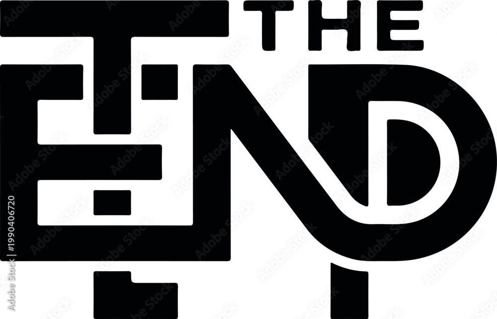 Fototapeta premium The End graphic vector drawing, typography art and abstract design elements