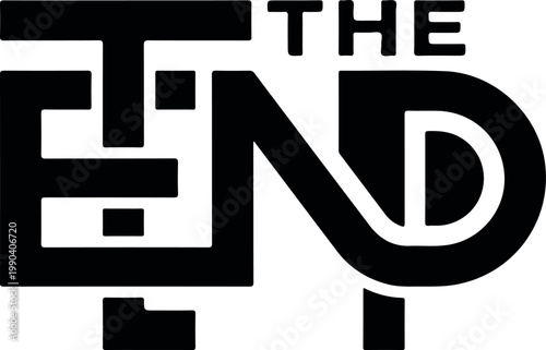 The End graphic vector drawing, typography art and abstract design elements