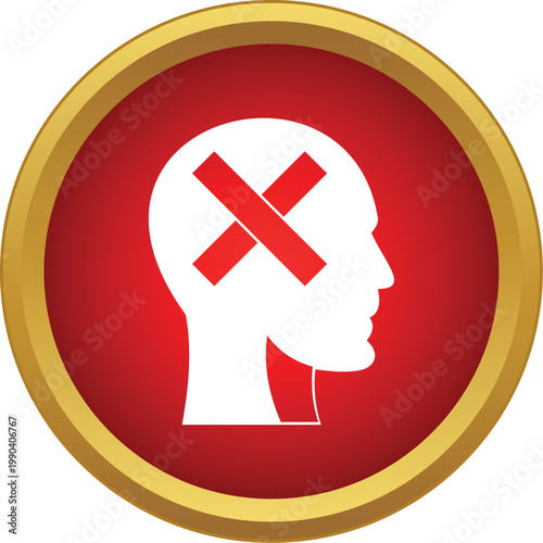 Human head profile showing a red cross signifying removal of thoughts or memory