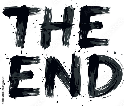 The End Drawing Vector Graphic with Splatter Effect - A Cinematic Closure