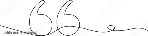 Continuous One Line Drawing of Quotation Marks for Testimonial and Message Concept Vector