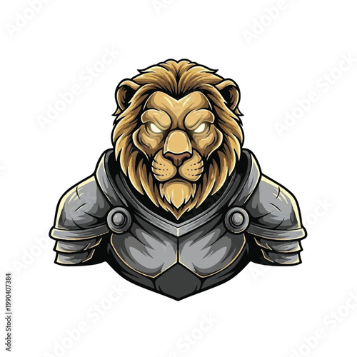 Lion wearing armor medieval knight.