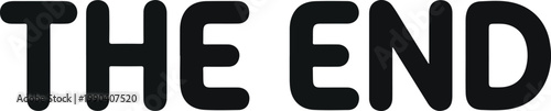 A Bold Vector Drawing of the words THE END rendered in a striking black font on a white background, symbolizing conclusion