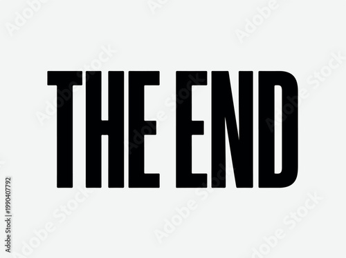 Vector drawing of the text The End in bold black capital letters on a light gray background - 139