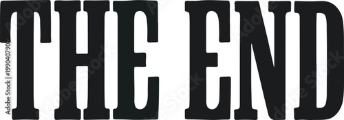 The End - Vector Drawing of a Classic Textual Phrase in Bold Black Font