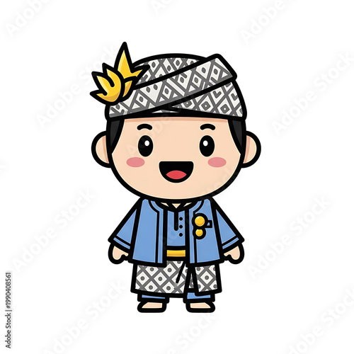 Cute Cartoon Boy in Costume.