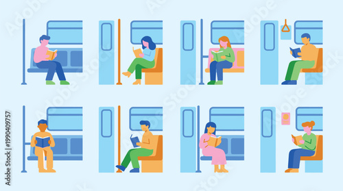 People Sitting and Reading Books in Public Spaces.