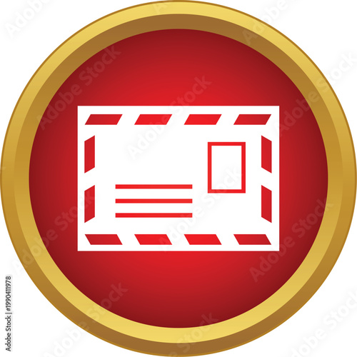 Mail envelope icon displaying air mail stripes and a postage stamp
