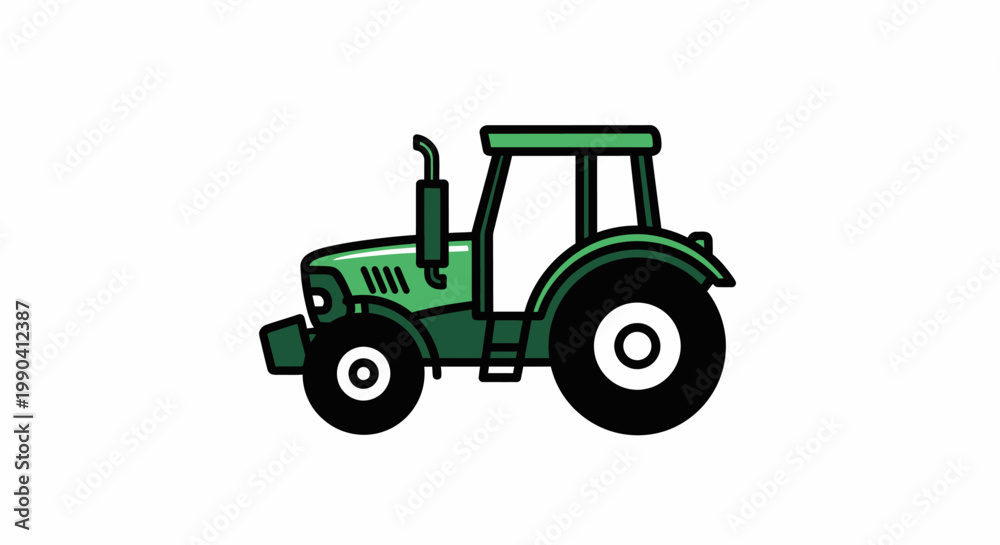 Fototapeta premium Green tractor illustration isolated on white background for agriculture theme
