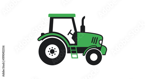 Green tractor icon vector illustration for agriculture and farming