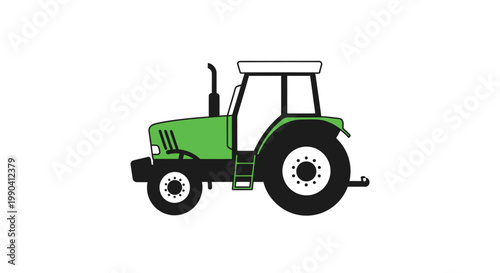 Green tractor illustration agricultural machinery vector against white background