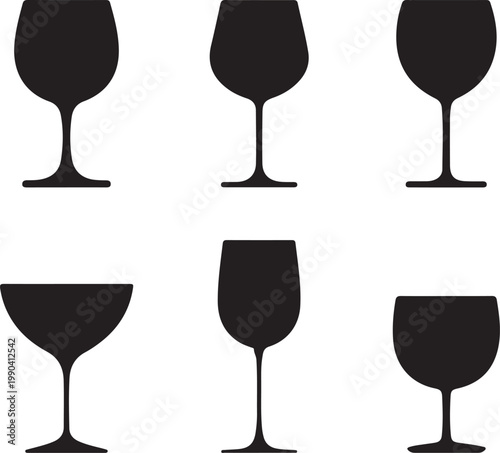 Various wine glasses. Vector illustration