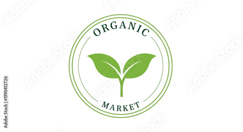 Organic Market Green Leaf Logo Design.